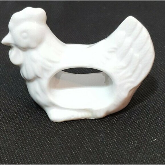 Unbranded Other - Vintage White Chicken HEN Porcelain Napkin Rings Set of 5